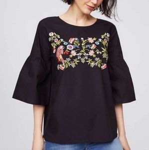 NWT LOFT Cotton Embroidered Blouse Size XS